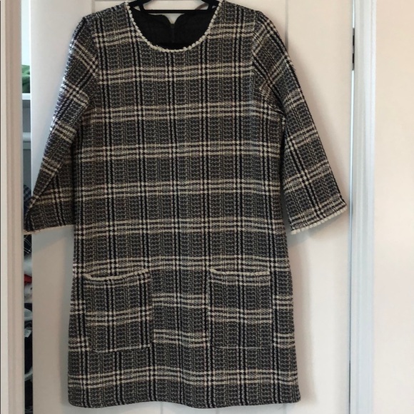 Zara Dresses & Skirts - NWT Zara Black and White Tweed dress, sz L